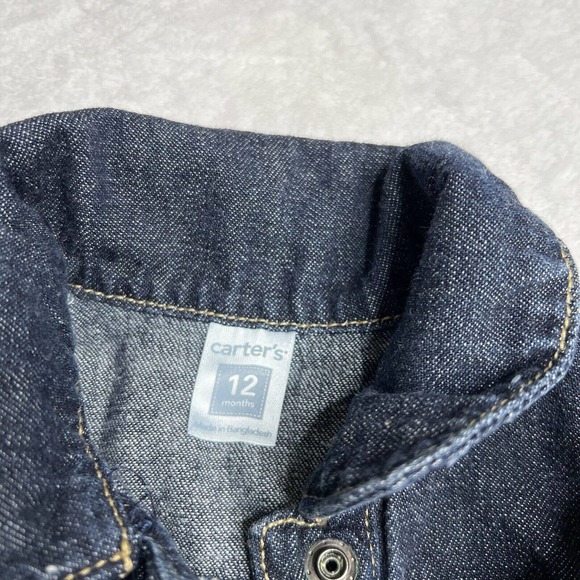 carter’s Baby Girl Jean Jacket Size 12 Month Baby Denim Jacket Blue Button Down - Picture 5 of 8